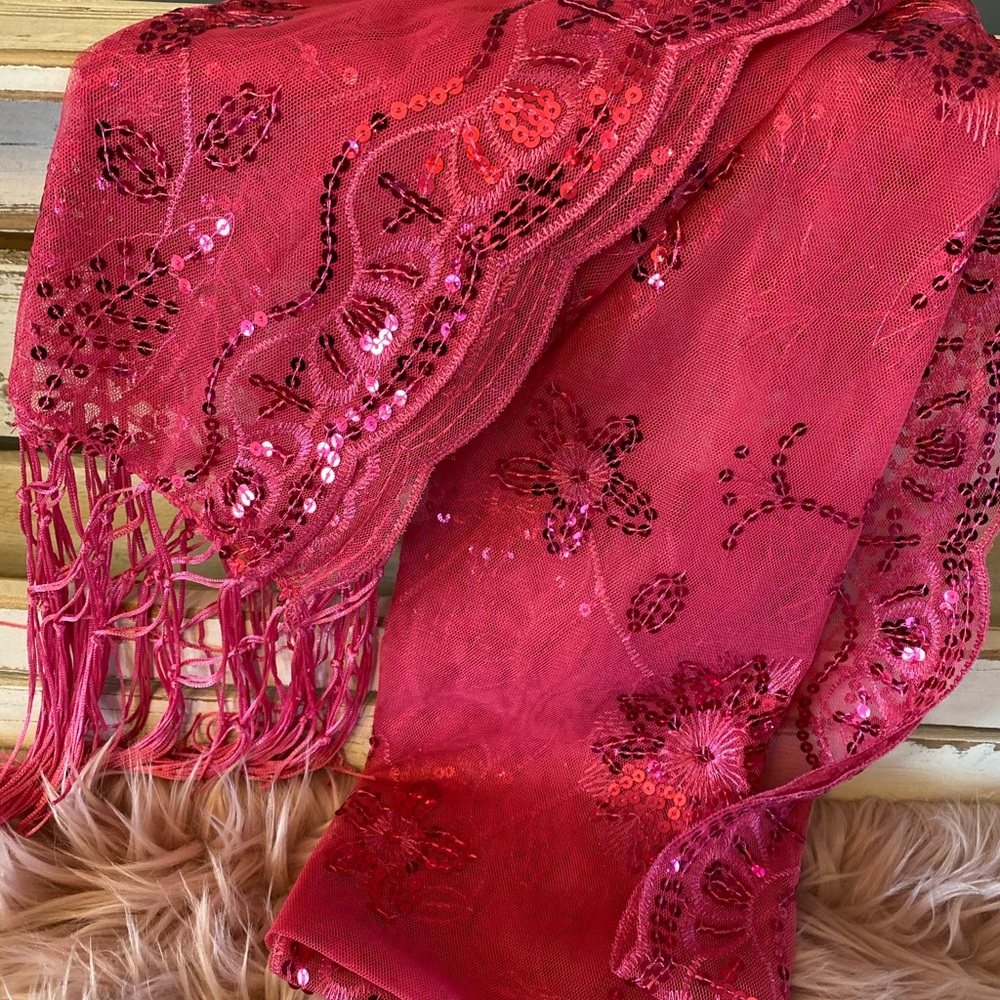Fuchsia Sequin Scarf